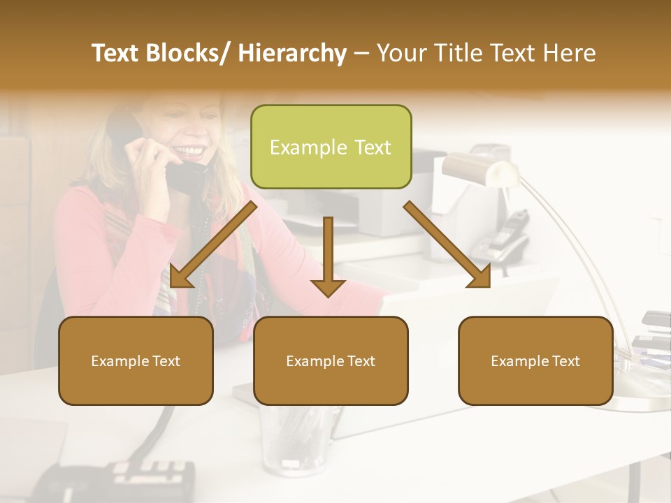 Woman In Home Office On Phone PowerPoint Template