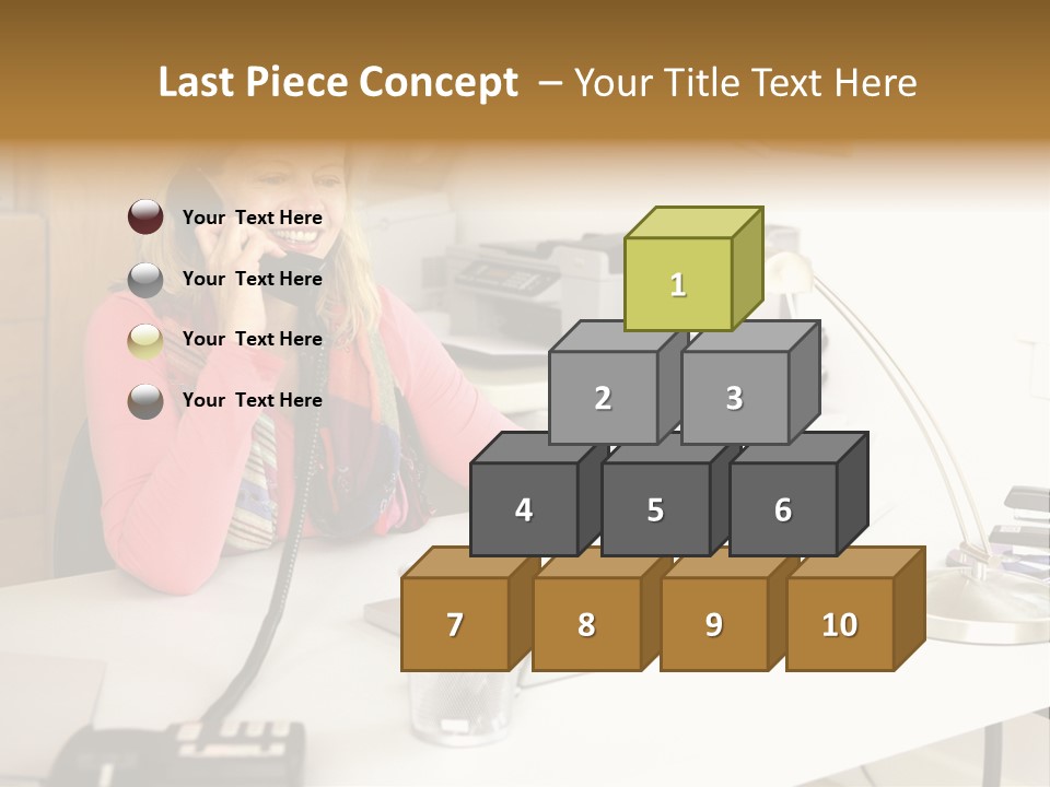 Woman In Home Office On Phone PowerPoint Template