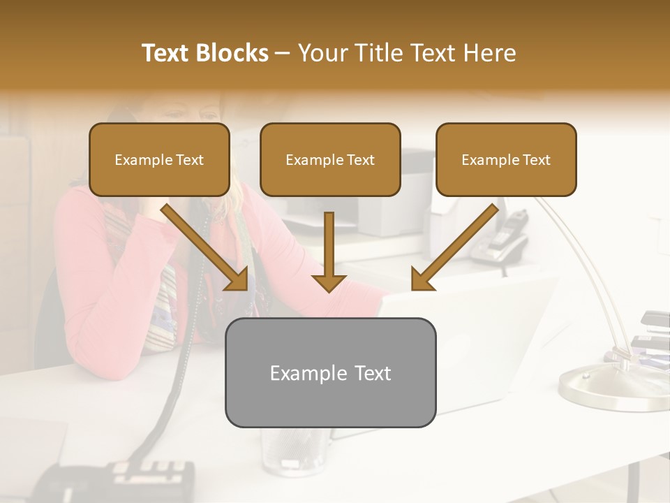Woman In Home Office On Phone PowerPoint Template