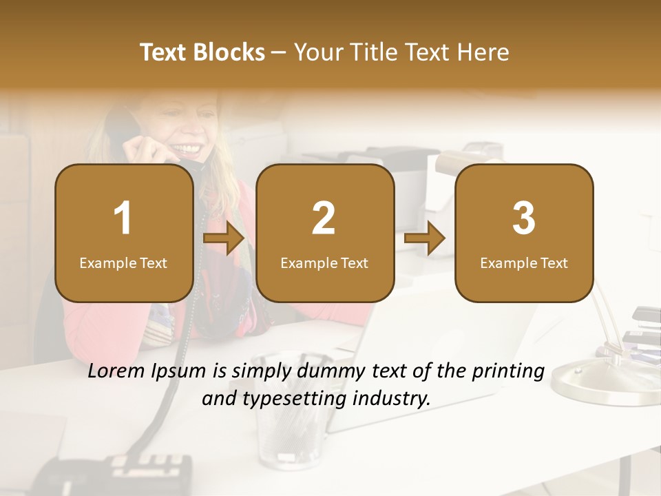 Woman In Home Office On Phone PowerPoint Template