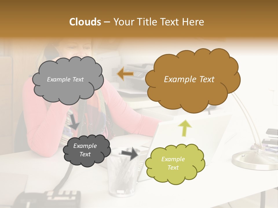 Woman In Home Office On Phone PowerPoint Template