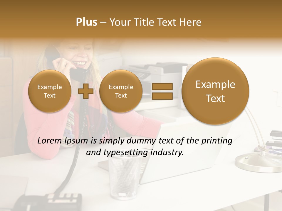 Woman In Home Office On Phone PowerPoint Template
