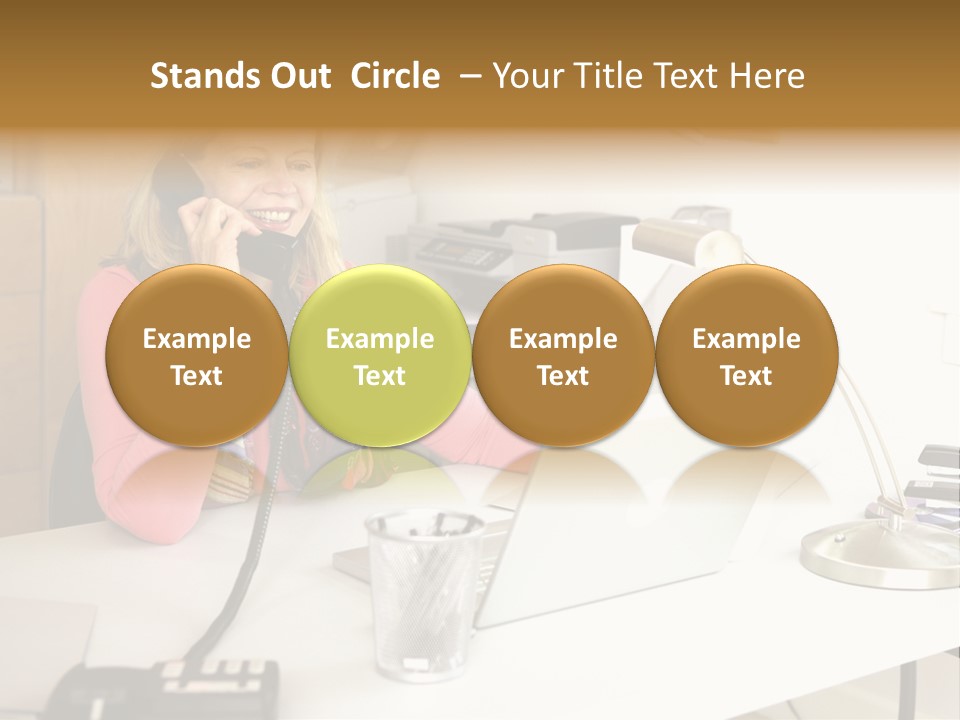 Woman In Home Office On Phone PowerPoint Template