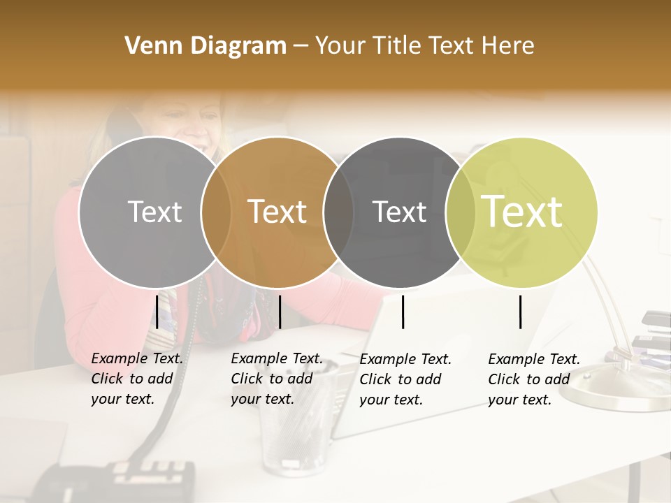 Woman In Home Office On Phone PowerPoint Template