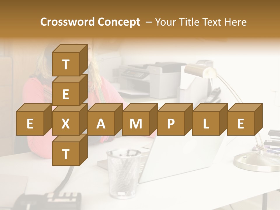 Woman In Home Office On Phone PowerPoint Template