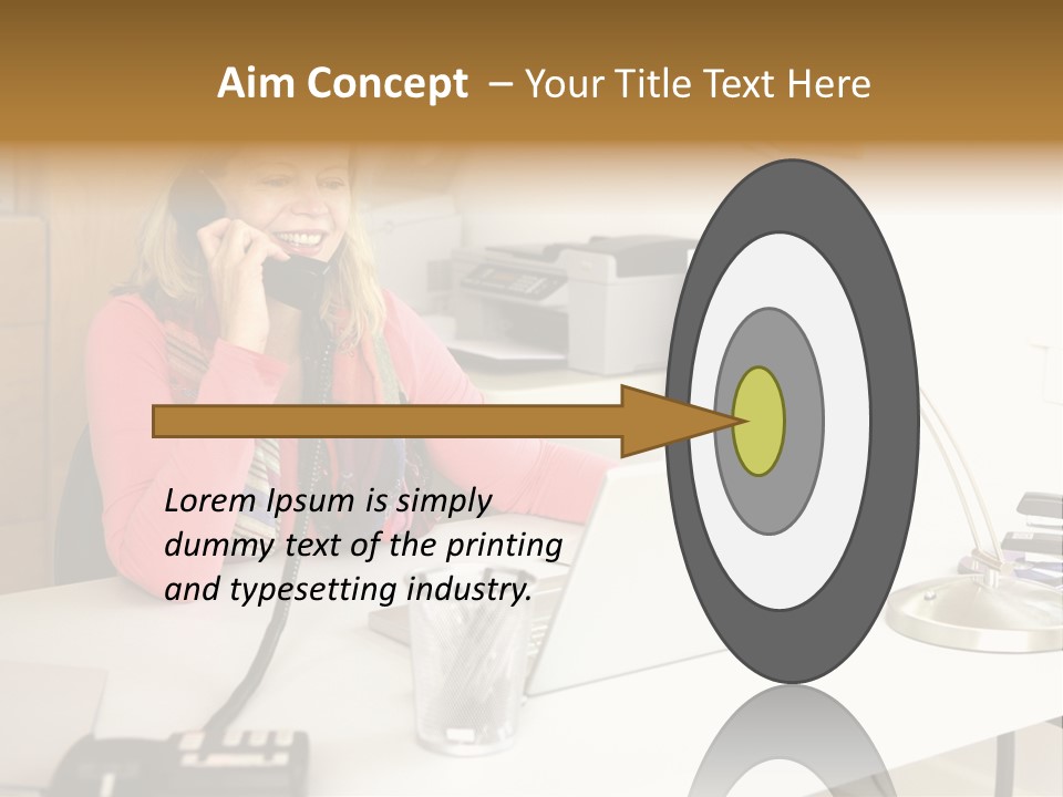 Woman In Home Office On Phone PowerPoint Template