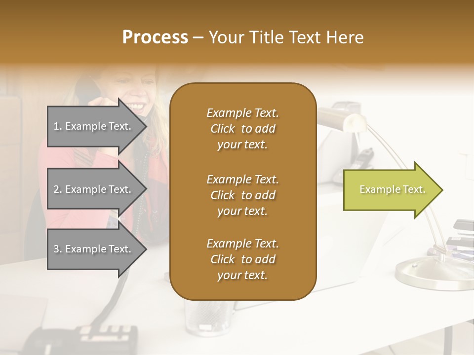 Woman In Home Office On Phone PowerPoint Template
