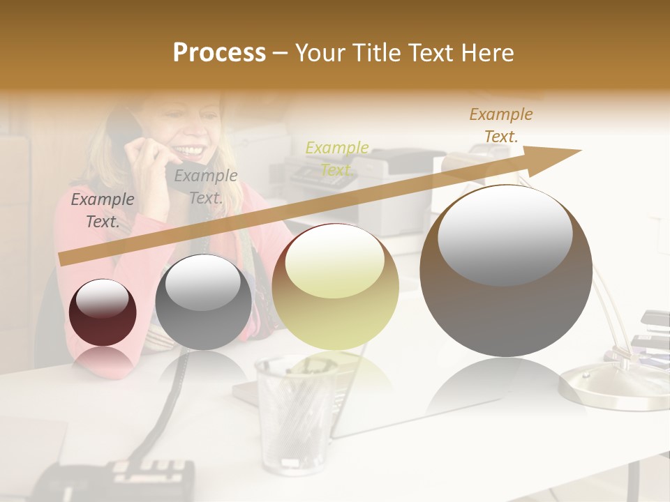 Woman In Home Office On Phone PowerPoint Template