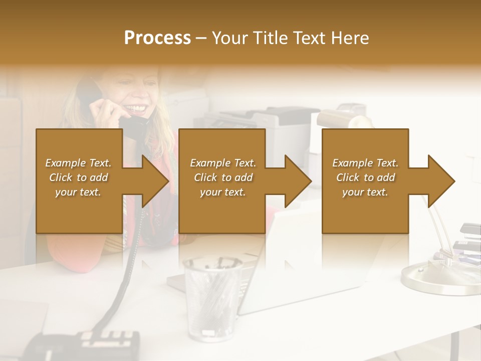 Woman In Home Office On Phone PowerPoint Template