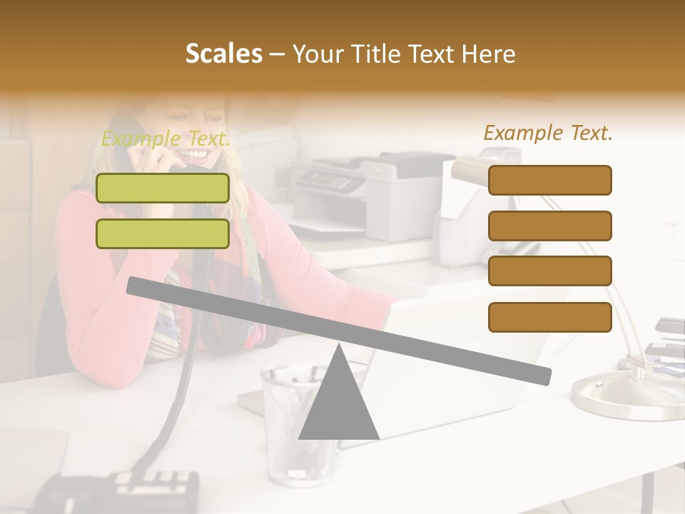 Woman In Home Office On Phone PowerPoint Template