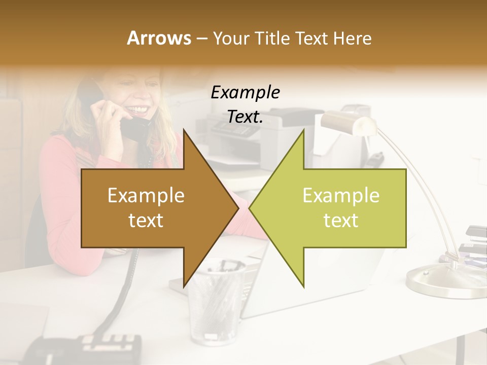 Woman In Home Office On Phone PowerPoint Template