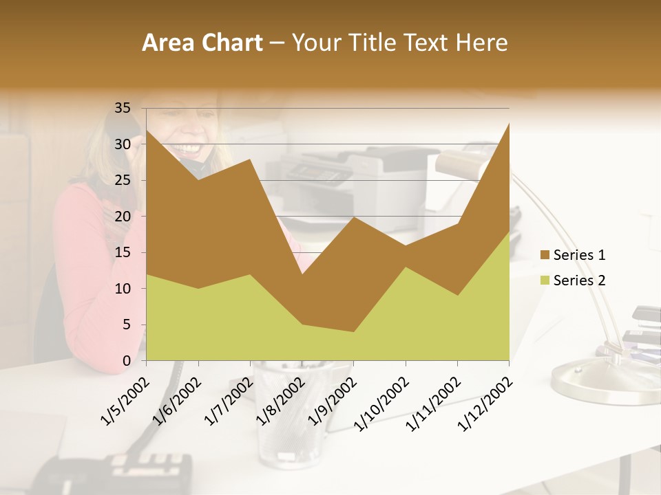 Woman In Home Office On Phone PowerPoint Template