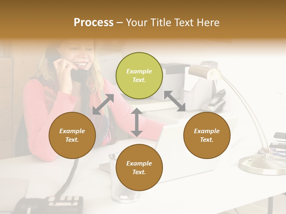 Woman In Home Office On Phone PowerPoint Template