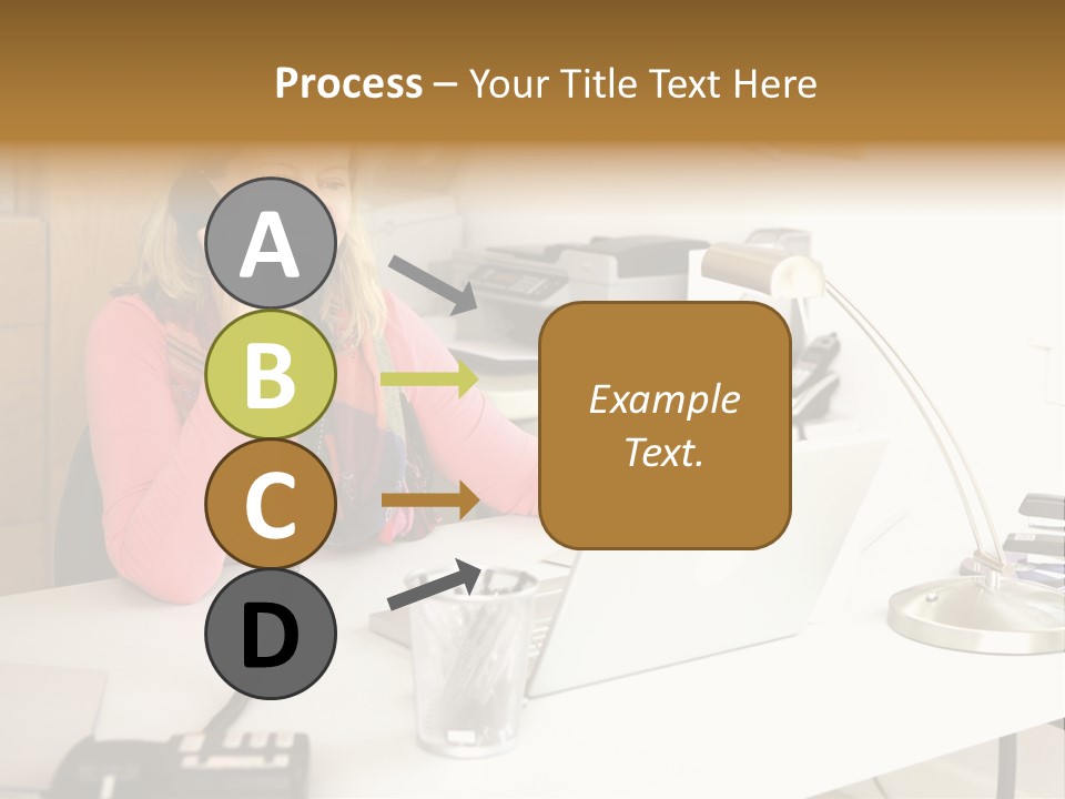 Woman In Home Office On Phone PowerPoint Template