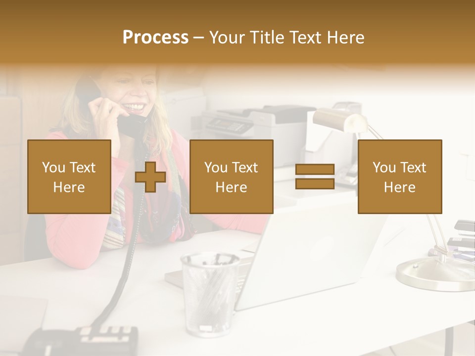 Woman In Home Office On Phone PowerPoint Template