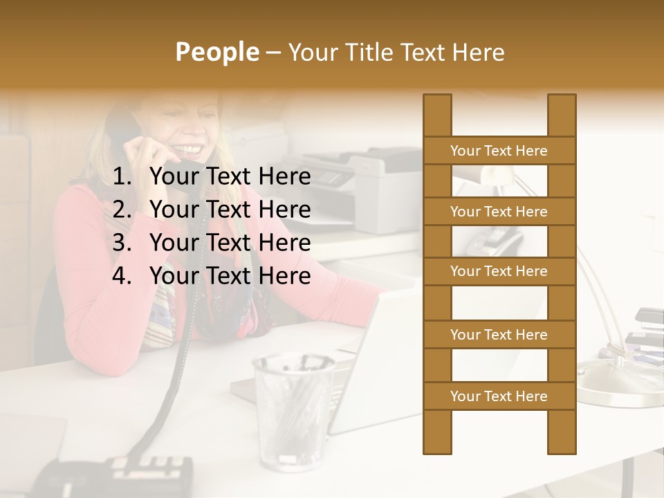 Woman In Home Office On Phone PowerPoint Template