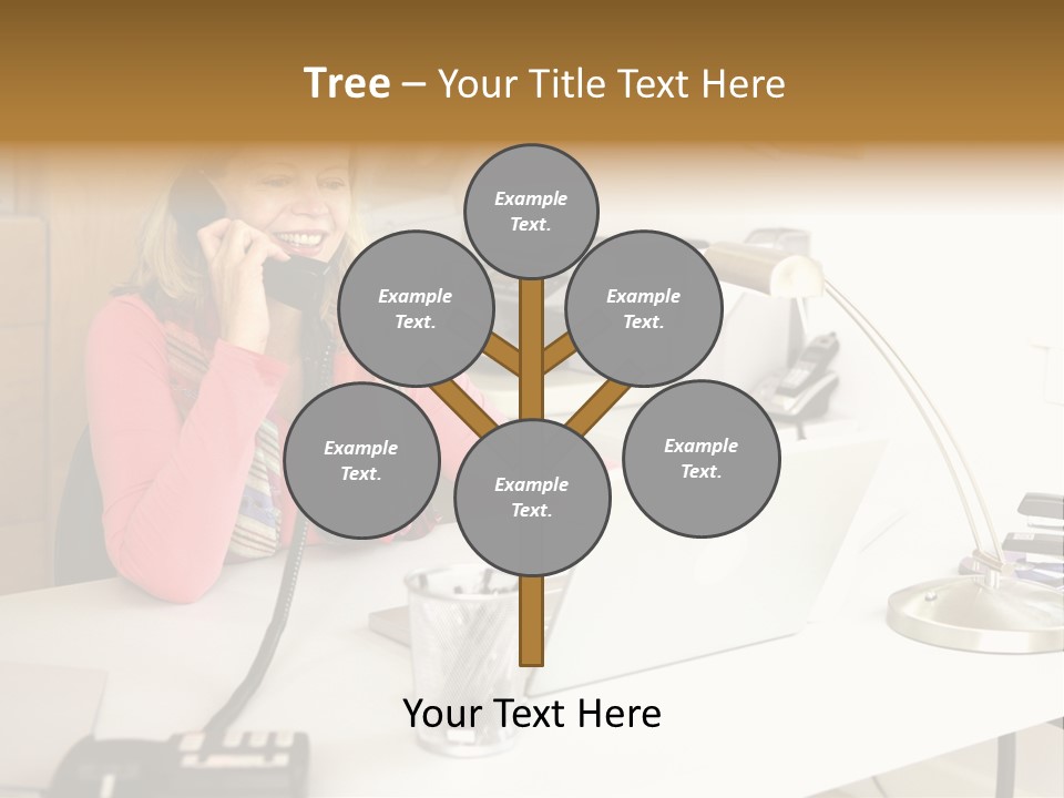 Woman In Home Office On Phone PowerPoint Template