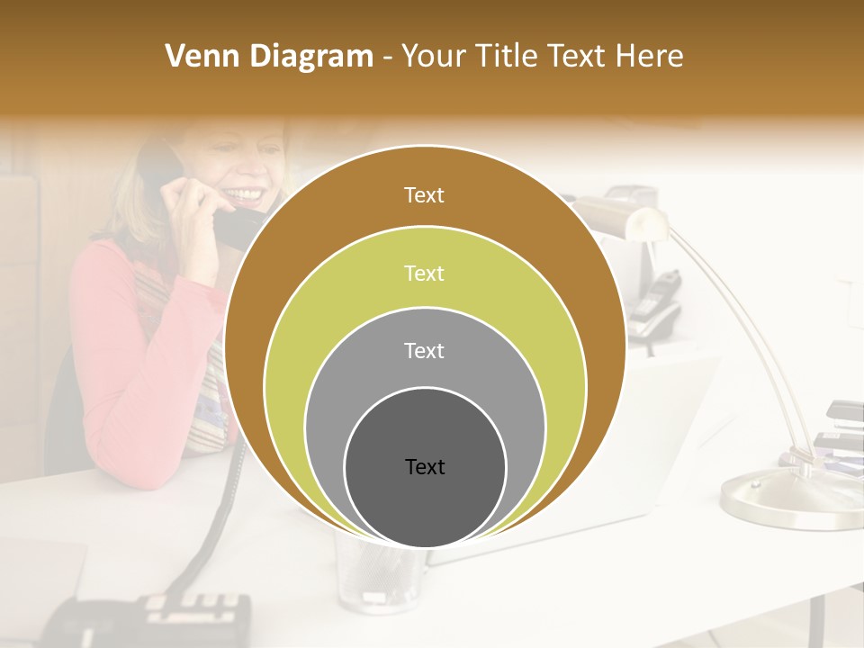 Woman In Home Office On Phone PowerPoint Template