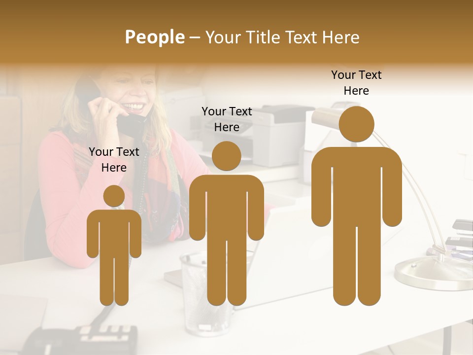 Woman In Home Office On Phone PowerPoint Template