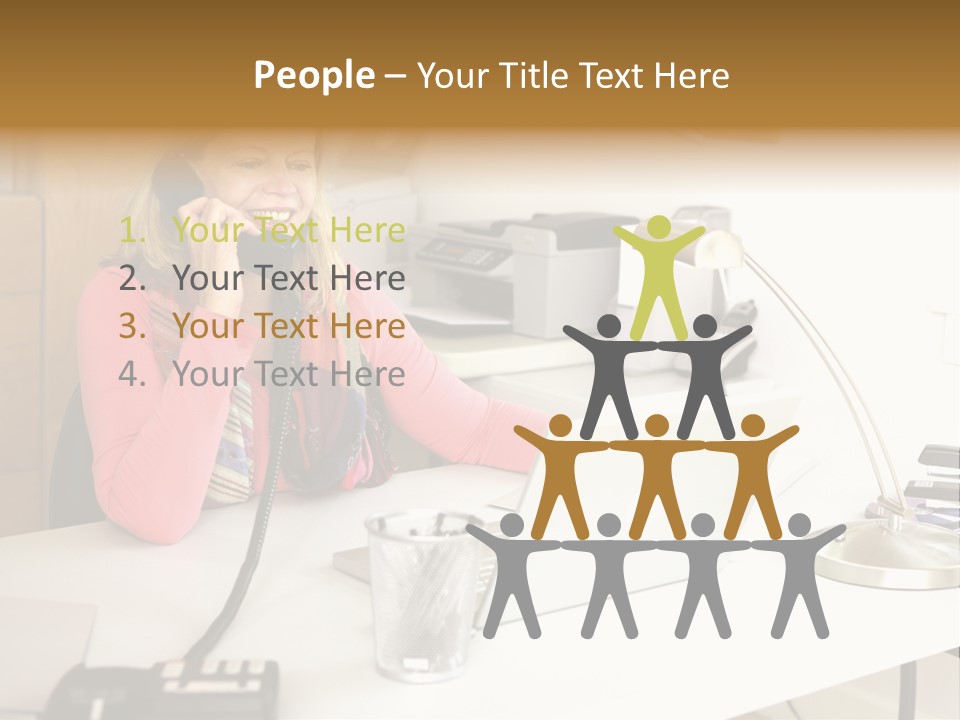 Woman In Home Office On Phone PowerPoint Template