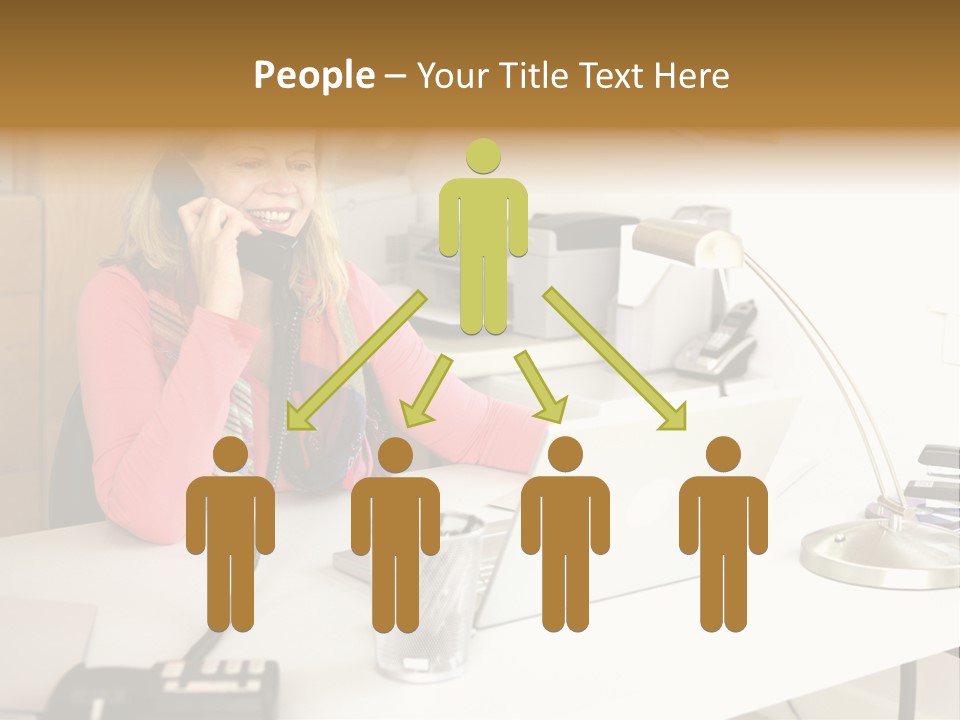 Woman In Home Office On Phone PowerPoint Template