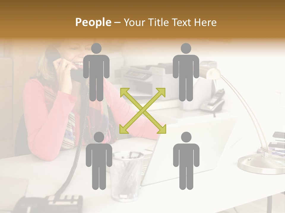 Woman In Home Office On Phone PowerPoint Template