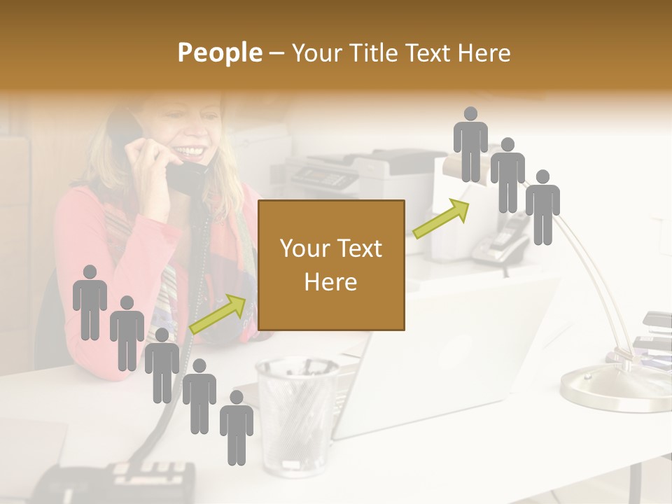 Woman In Home Office On Phone PowerPoint Template