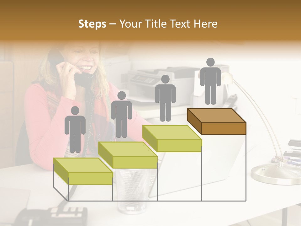 Woman In Home Office On Phone PowerPoint Template