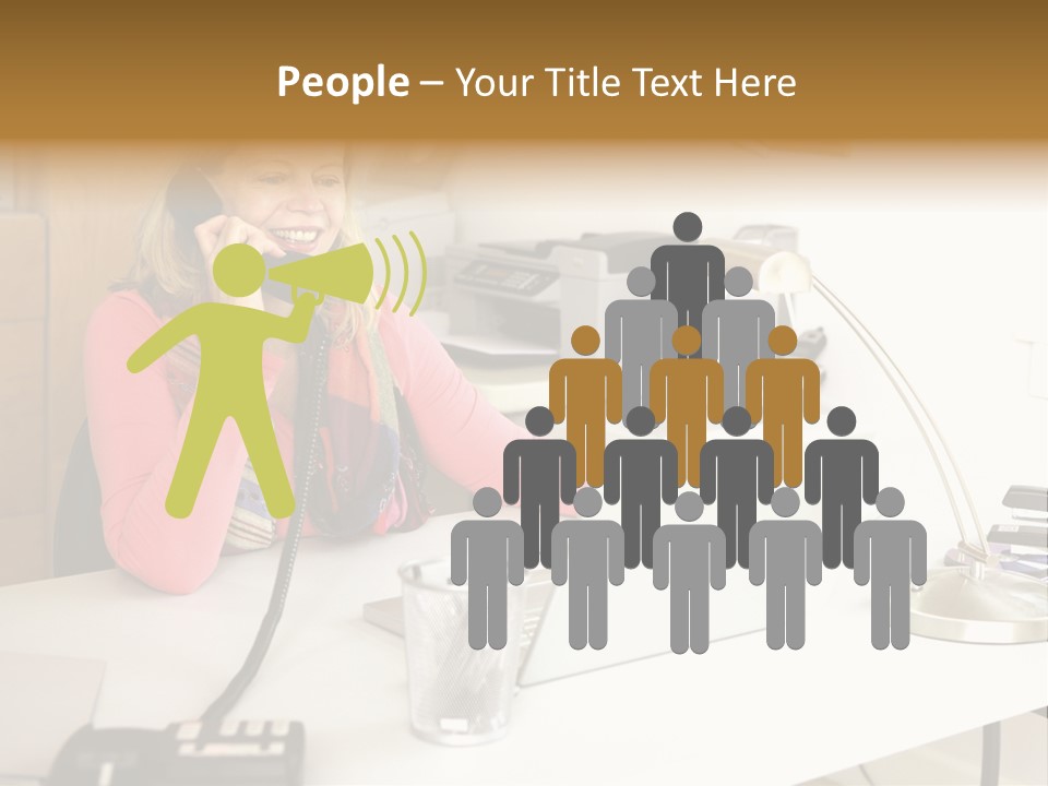 Woman In Home Office On Phone PowerPoint Template