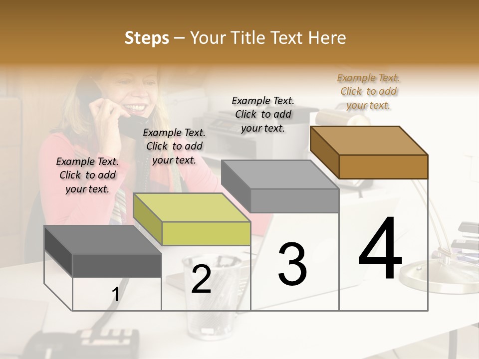 Woman In Home Office On Phone PowerPoint Template
