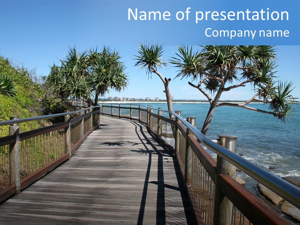 Seaside Boardwalk At Caloundra, Sunshine Coast, Australia PowerPoint Template