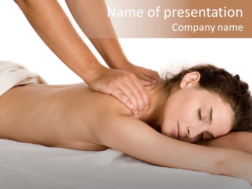 Beautiful Brunette Enjoying In Massage PowerPoint Template