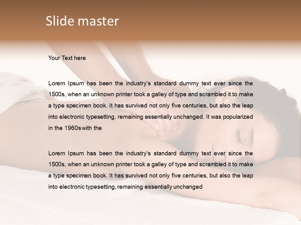 Beautiful Brunette Enjoying In Massage PowerPoint Template