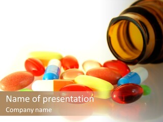 Pills Spilling Out Of Pill Bottle PowerPoint Template