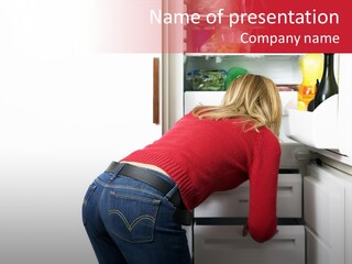 Home Life: Girl Looking For Something To Eat PowerPoint Template