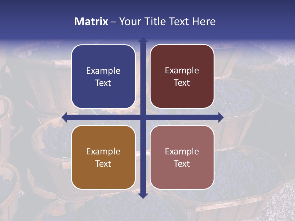 Blue Grapes After The Harvest In Wedge Baskets PowerPoint Template