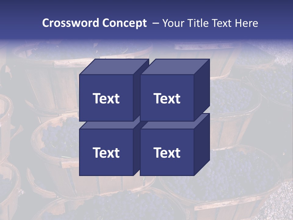 Blue Grapes After The Harvest In Wedge Baskets PowerPoint Template