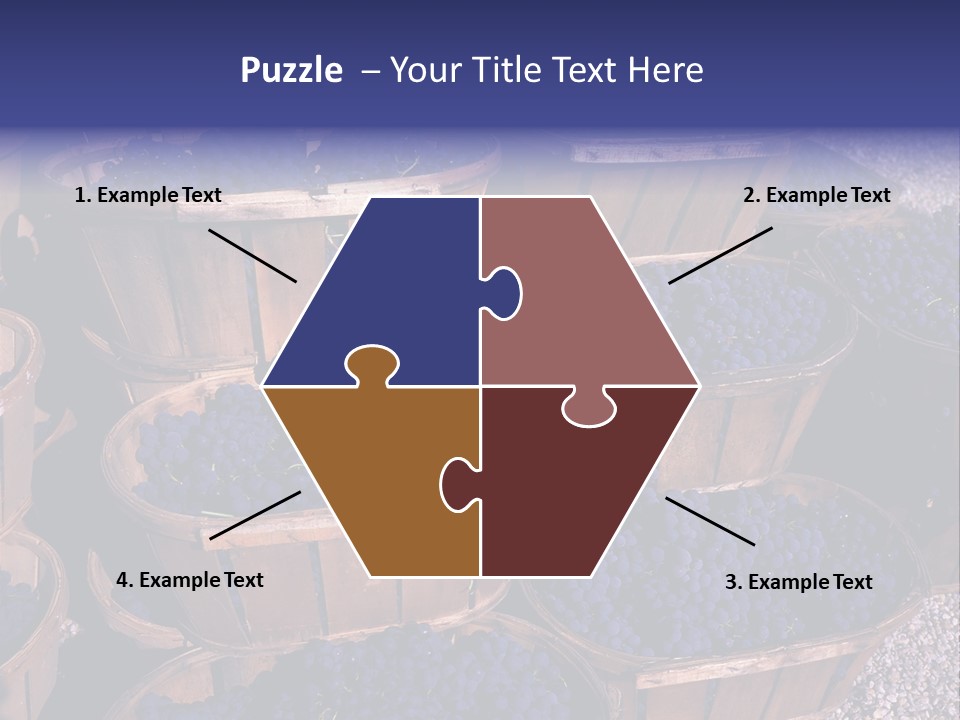 Blue Grapes After The Harvest In Wedge Baskets PowerPoint Template