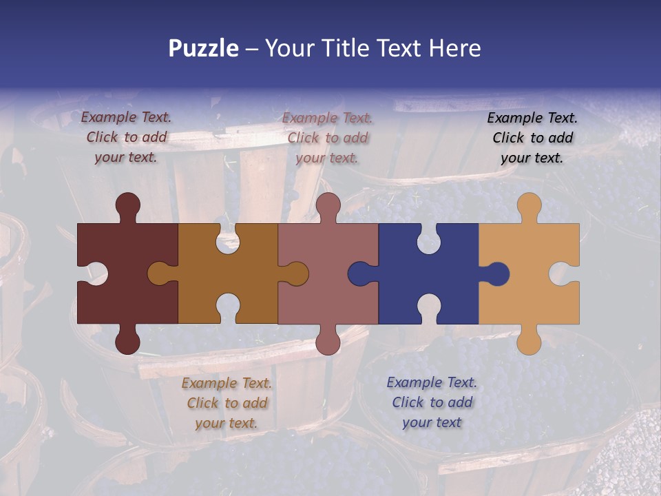 Blue Grapes After The Harvest In Wedge Baskets PowerPoint Template