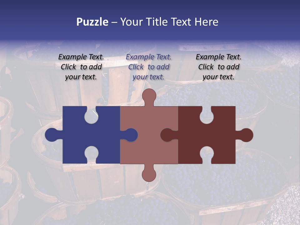 Blue Grapes After The Harvest In Wedge Baskets PowerPoint Template