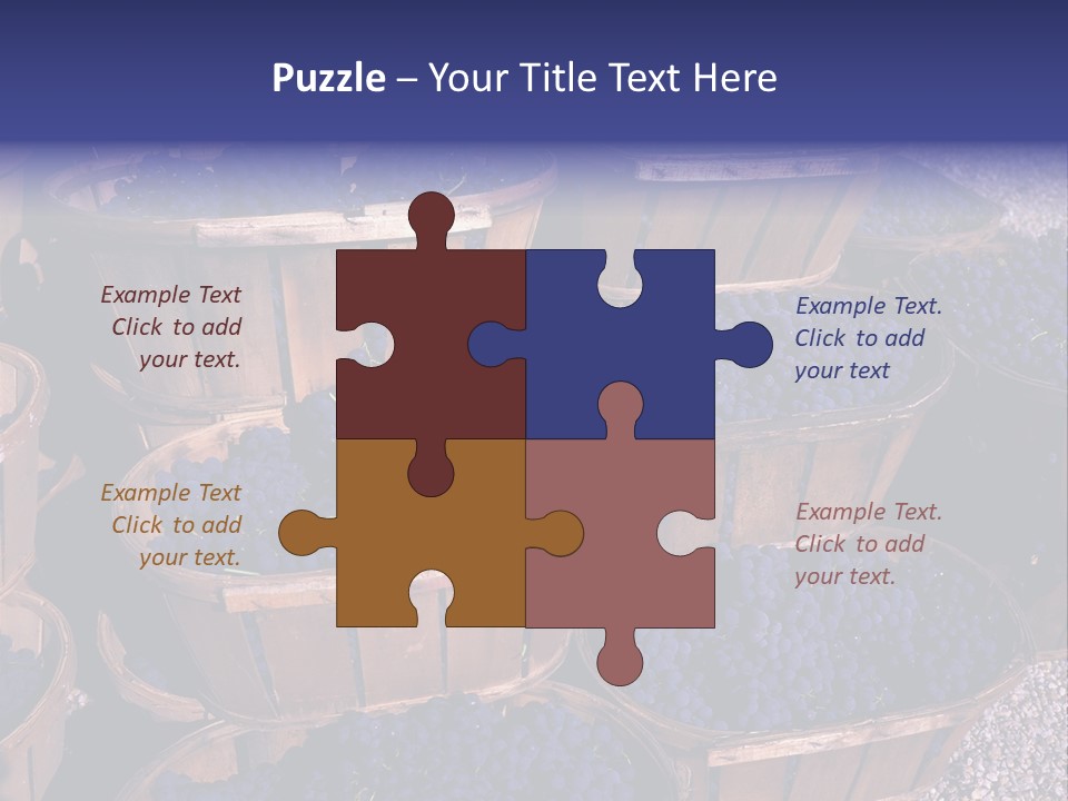 Blue Grapes After The Harvest In Wedge Baskets PowerPoint Template