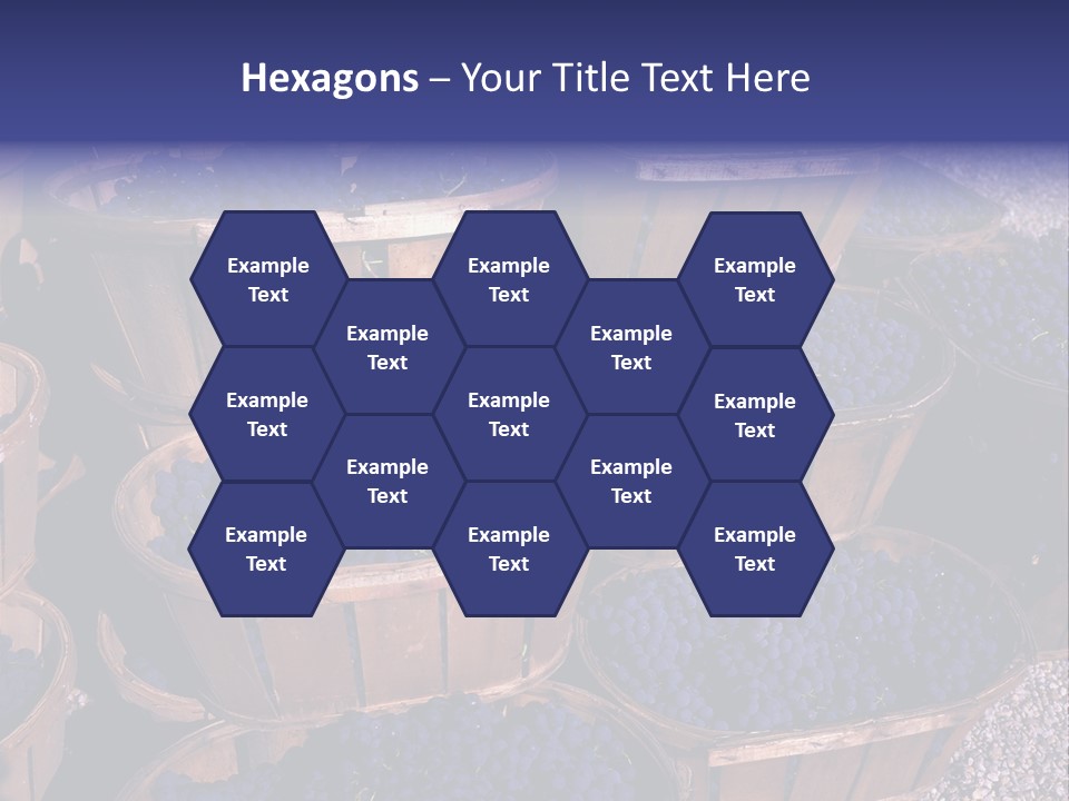 Blue Grapes After The Harvest In Wedge Baskets PowerPoint Template