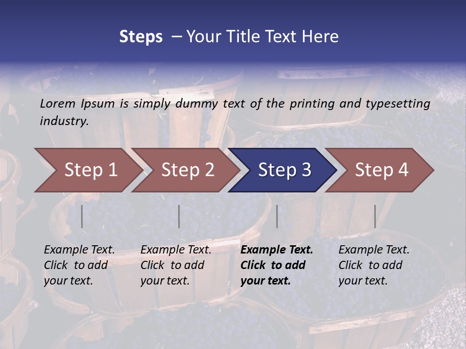 Blue Grapes After The Harvest In Wedge Baskets PowerPoint Template