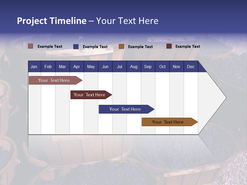 Blue Grapes After The Harvest In Wedge Baskets PowerPoint Template