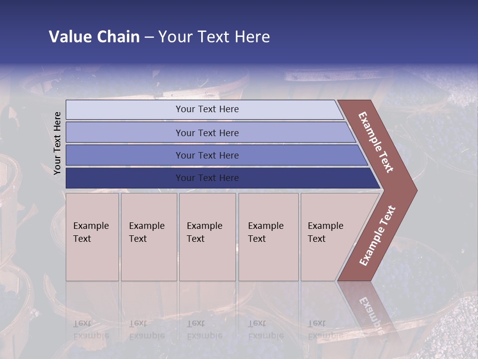 Blue Grapes After The Harvest In Wedge Baskets PowerPoint Template