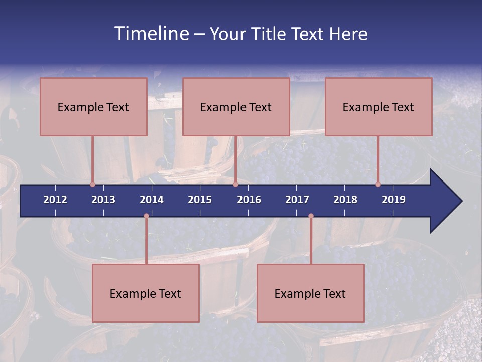 Blue Grapes After The Harvest In Wedge Baskets PowerPoint Template