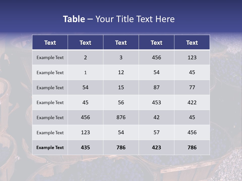 Blue Grapes After The Harvest In Wedge Baskets PowerPoint Template