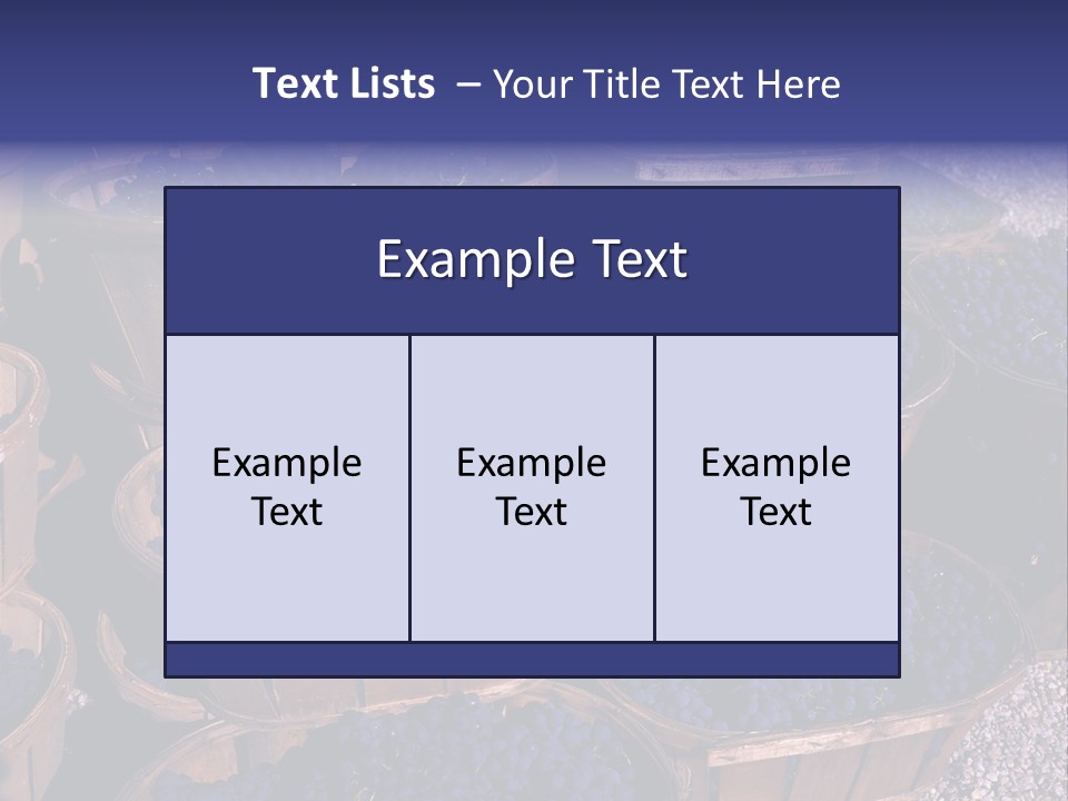 Blue Grapes After The Harvest In Wedge Baskets PowerPoint Template