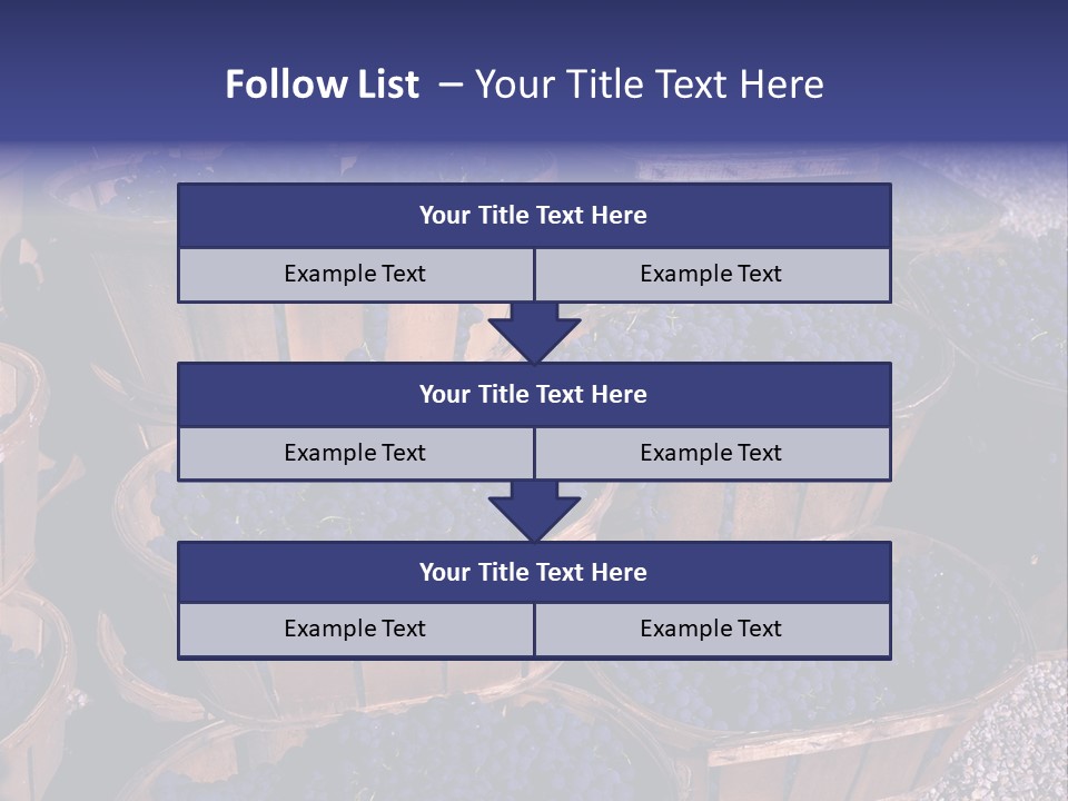 Blue Grapes After The Harvest In Wedge Baskets PowerPoint Template