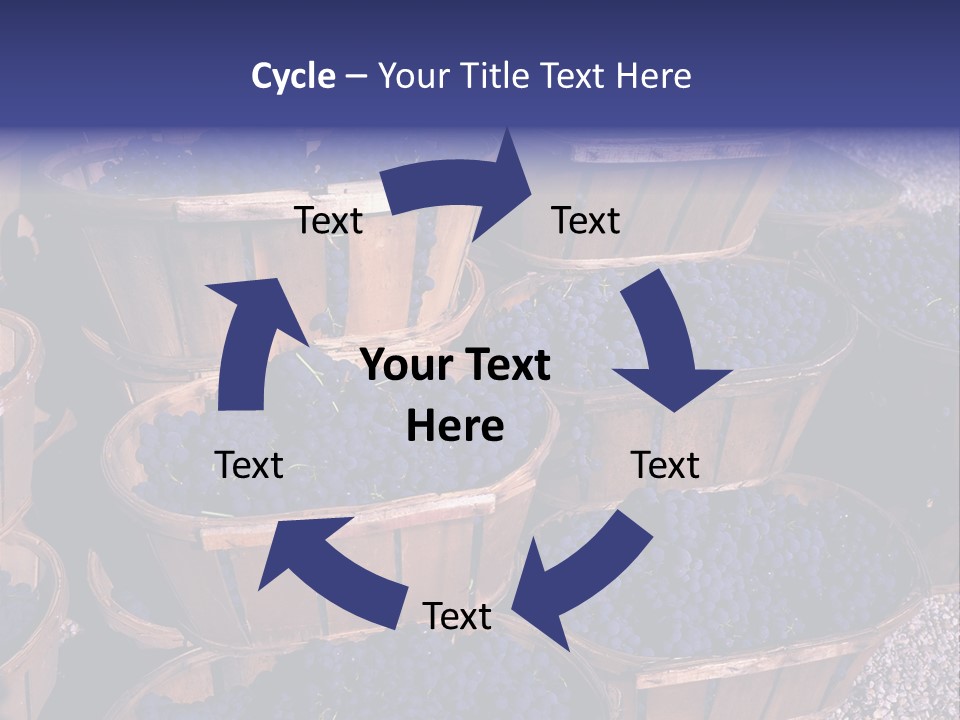 Blue Grapes After The Harvest In Wedge Baskets PowerPoint Template